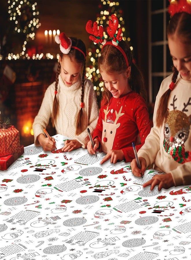 FunnyPars 1 Pack Christmas Tablecloth Xmas Activity Paper Tablecloth Santa Claus Snowman Gnome Color-in Paper Disposable Tablecover for Kids Christmas Winter Holiday Birthday Party Decoration 54X108 Inch - Image 5
